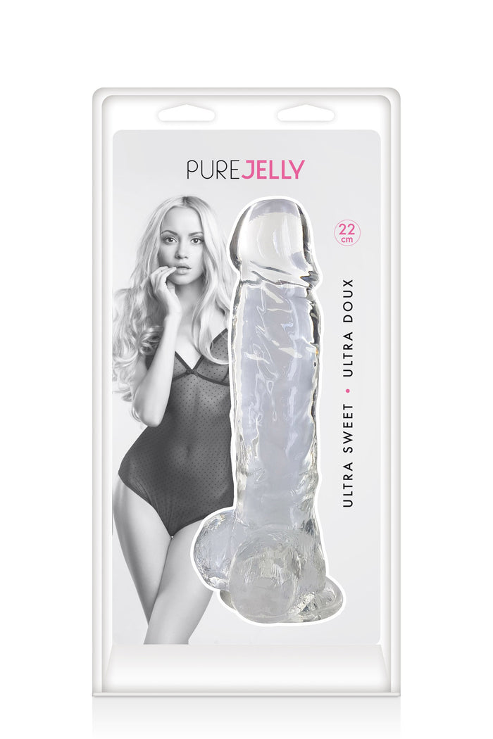 Gode jelly transparent ventouse taille XL 22cm