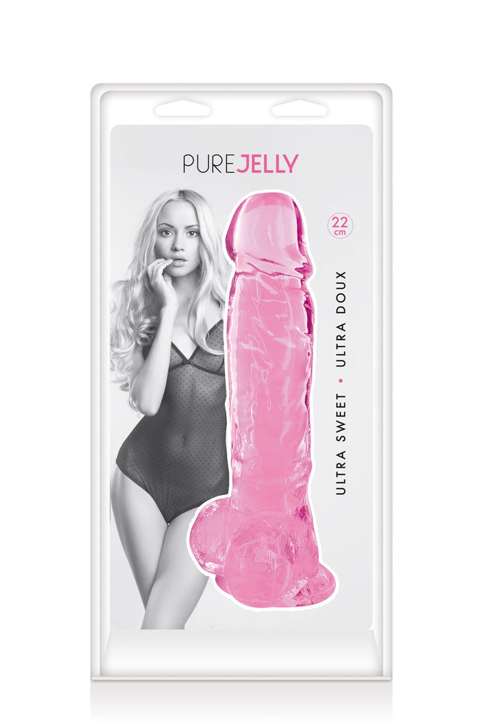 Gode jelly rose ventouse taille XL 22cm