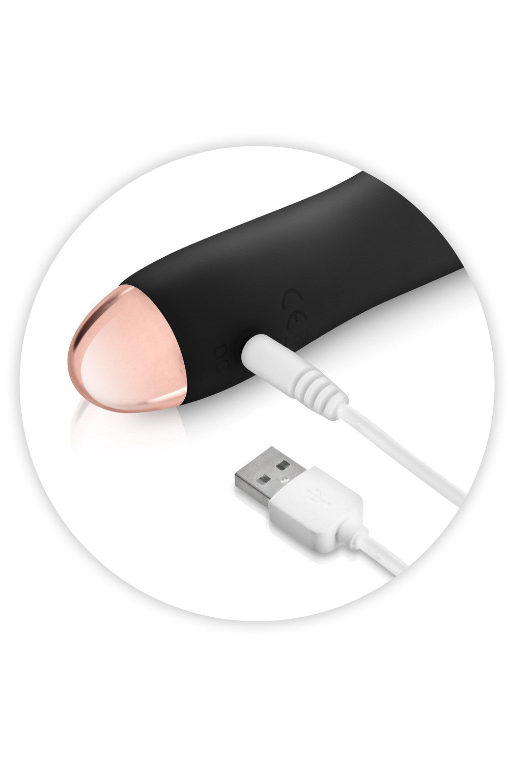 Vibromasseur noir 7 vitesses USB tête strié