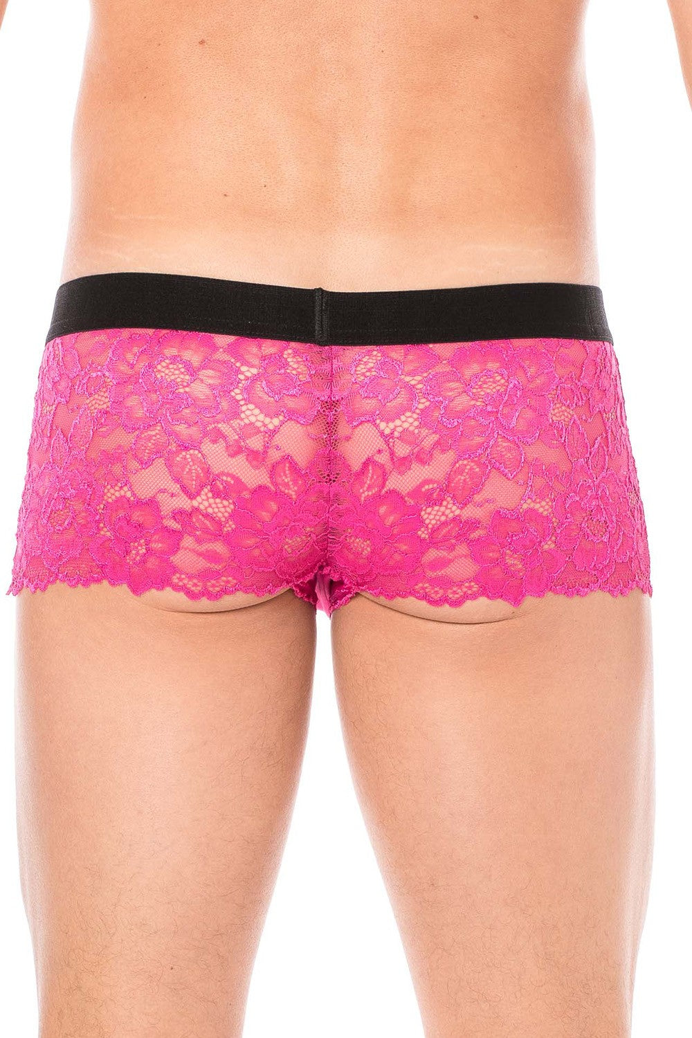 Boxer magenta en dentelle délicate