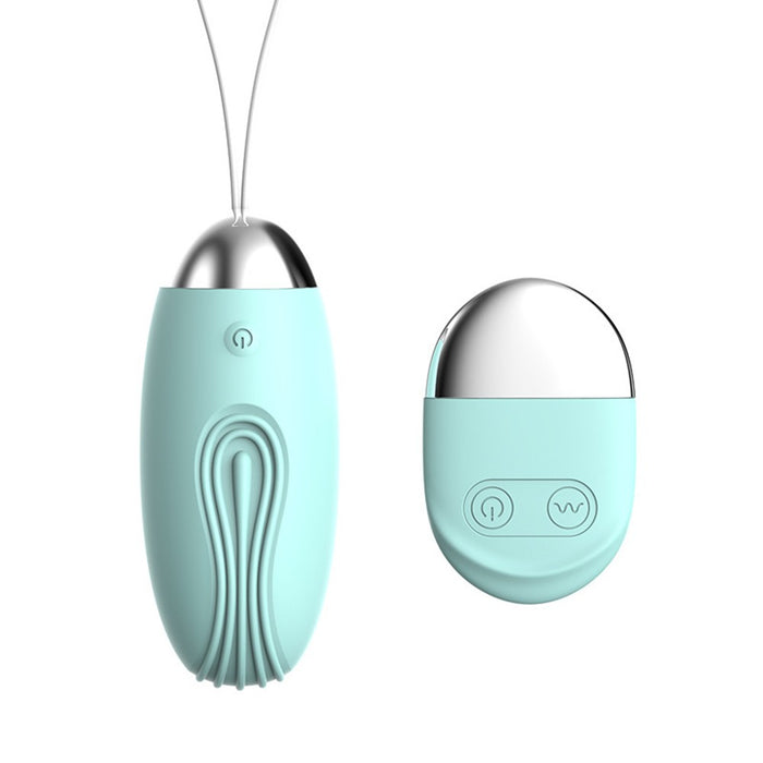 Oeuf vibrant rainuré turquoise USB avec télécommande