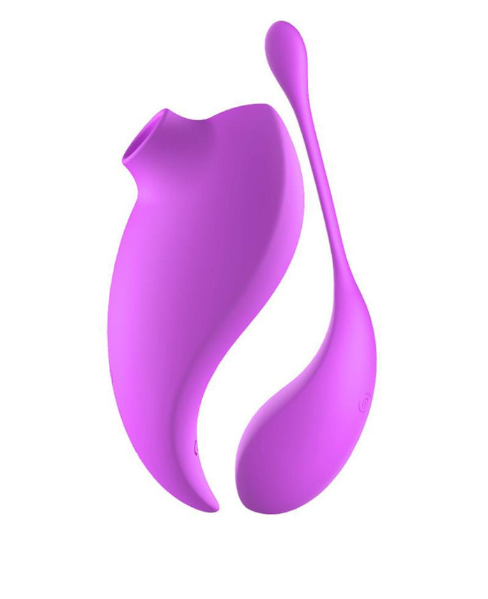 2en1 Stimulateur clitoridien à picots par aspiration avec son œuf vibrant à distance violet
