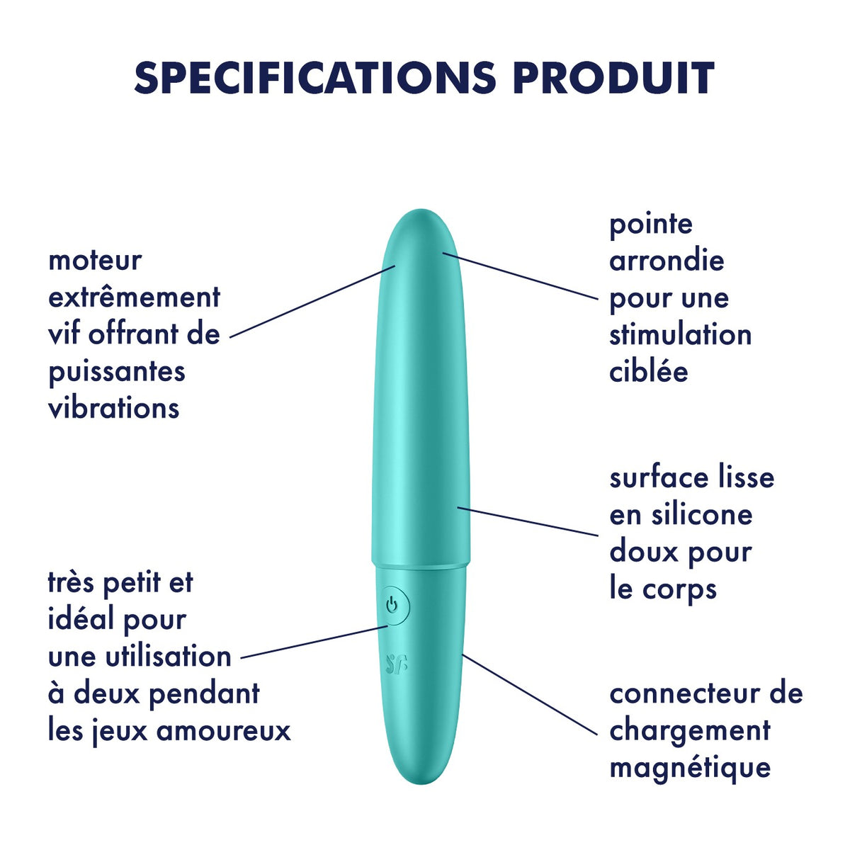 Vibromasseur turquoise USB Ultra Power Bullet 6 Satisfyer