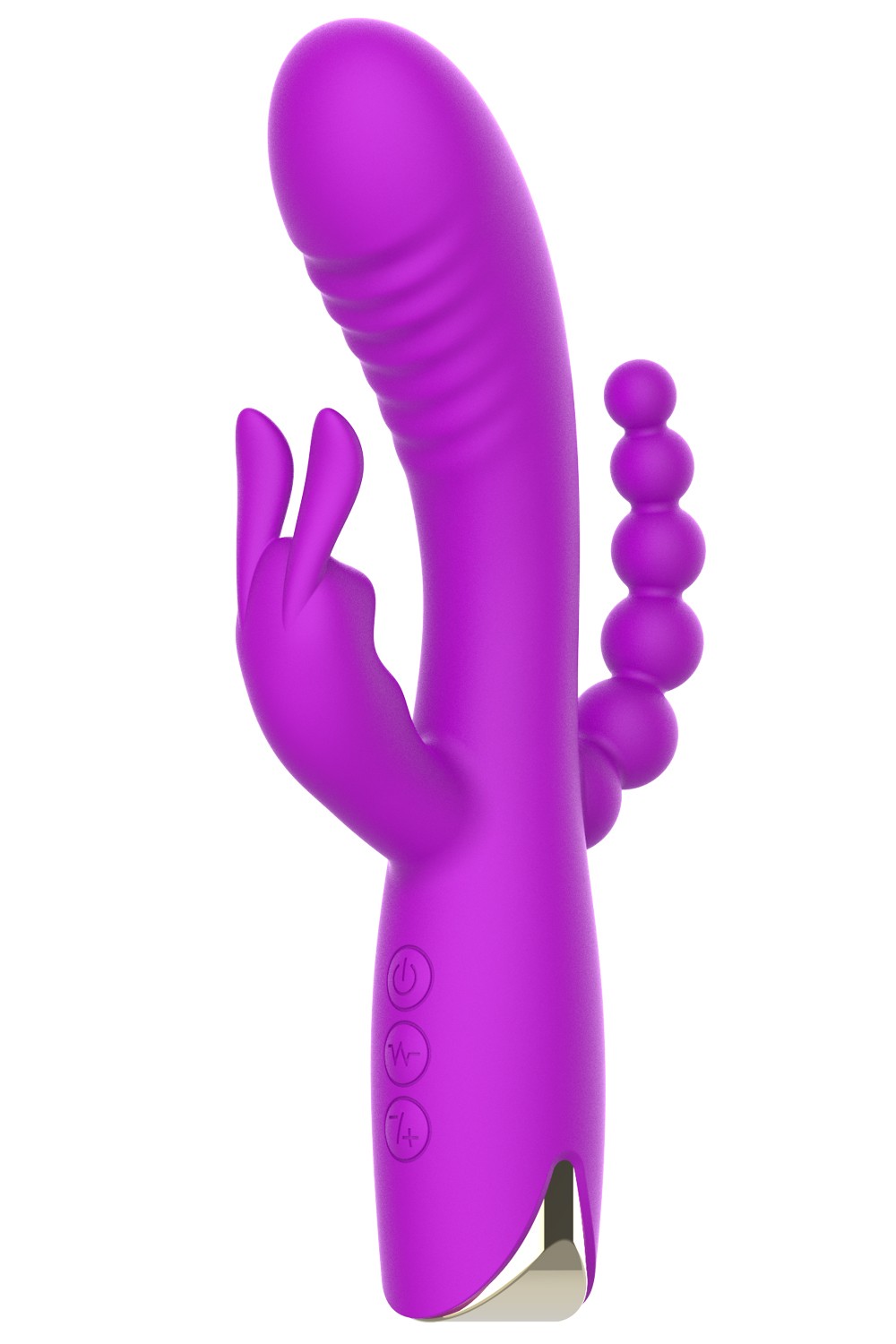 Vibromasseur triple stimulation très puissant violet USB