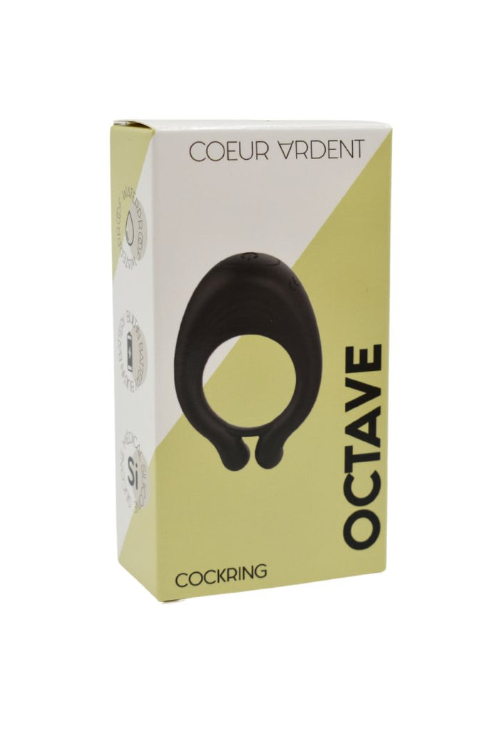 OCTAVE, Cockring Noir dans un silicone médical doux avec 1 mode de vibration