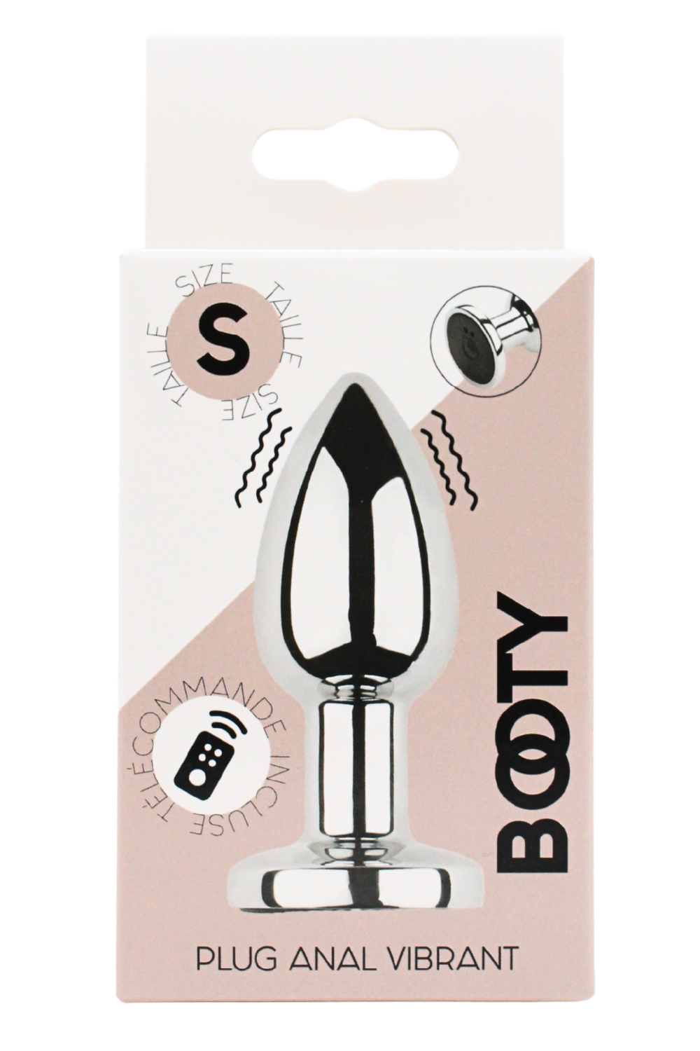 Plug vibrant acier inoxydable anal taille S avec télécommande, USB BOOTY