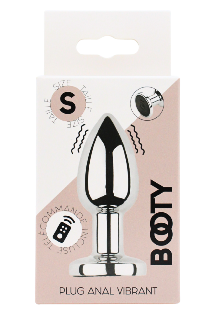 Plug vibrant acier inoxydable anal taille S avec télécommande, USB BOOTY