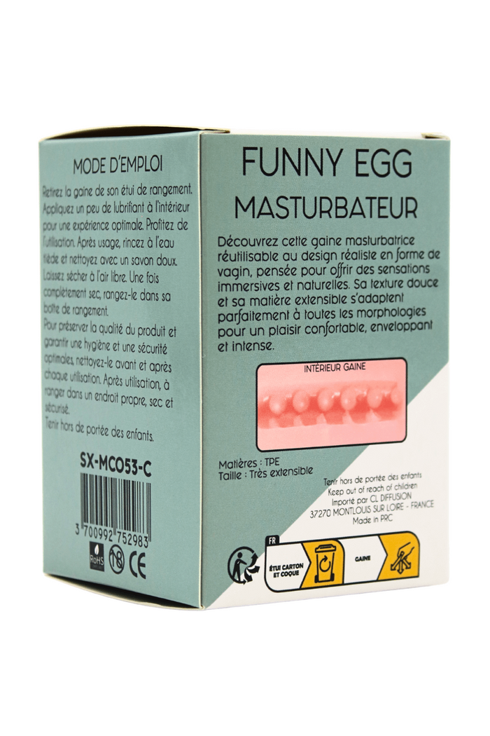 Gaine Masturbatrice Réutilisable FUNNY EGG – Design Réaliste Vagin lèvres fines