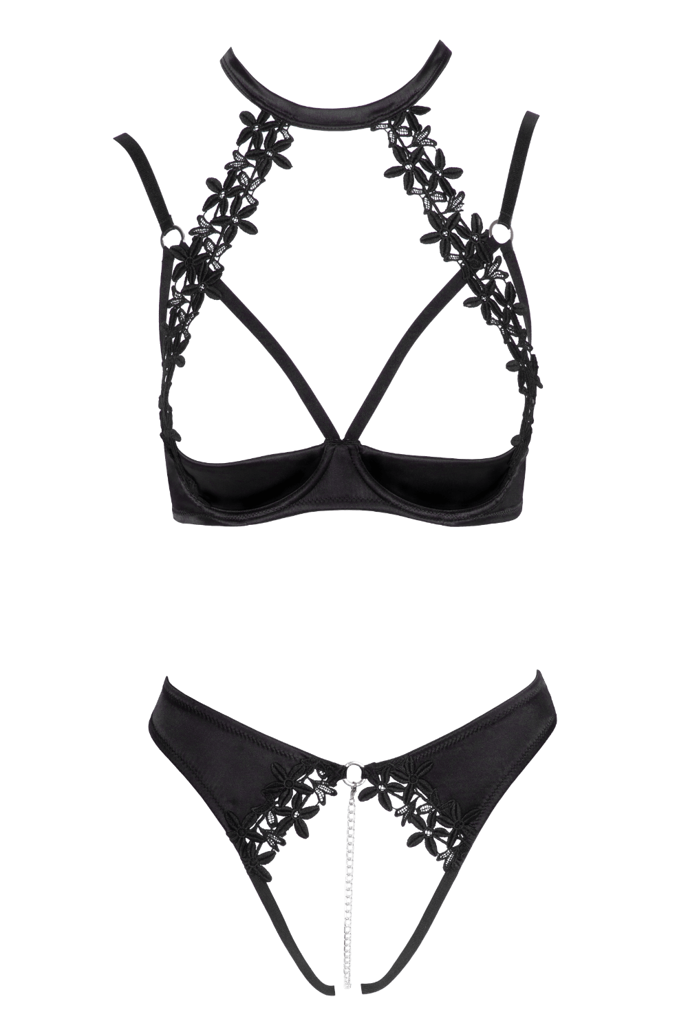 Soutien-gorge balconnet & string ouvert avec chaîne amovible - Cottelli