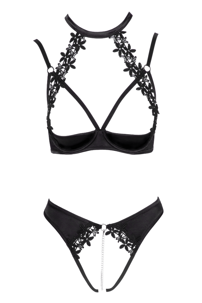 Soutien-gorge balconnet & string ouvert avec chaîne amovible - Cottelli