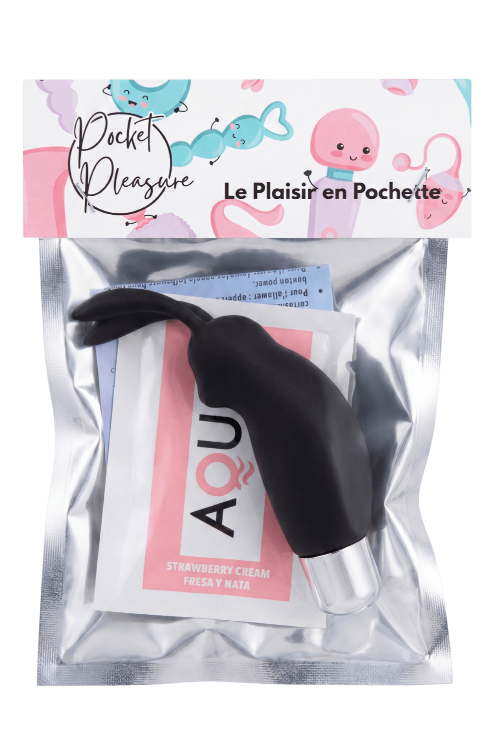Mini Stimulateur Clitoridien Lapin Noir + 1 dosette lubrifiant — Pocket Pleasure