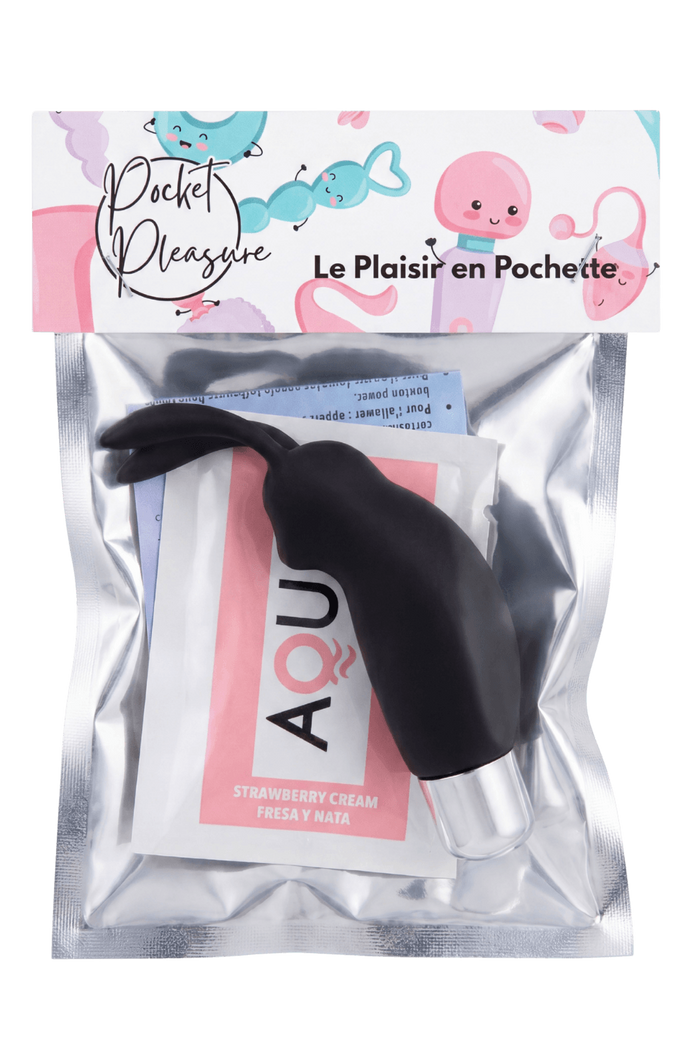 Mini Stimulateur Clitoridien Lapin Noir + 1 dosette lubrifiant — Pocket Pleasure