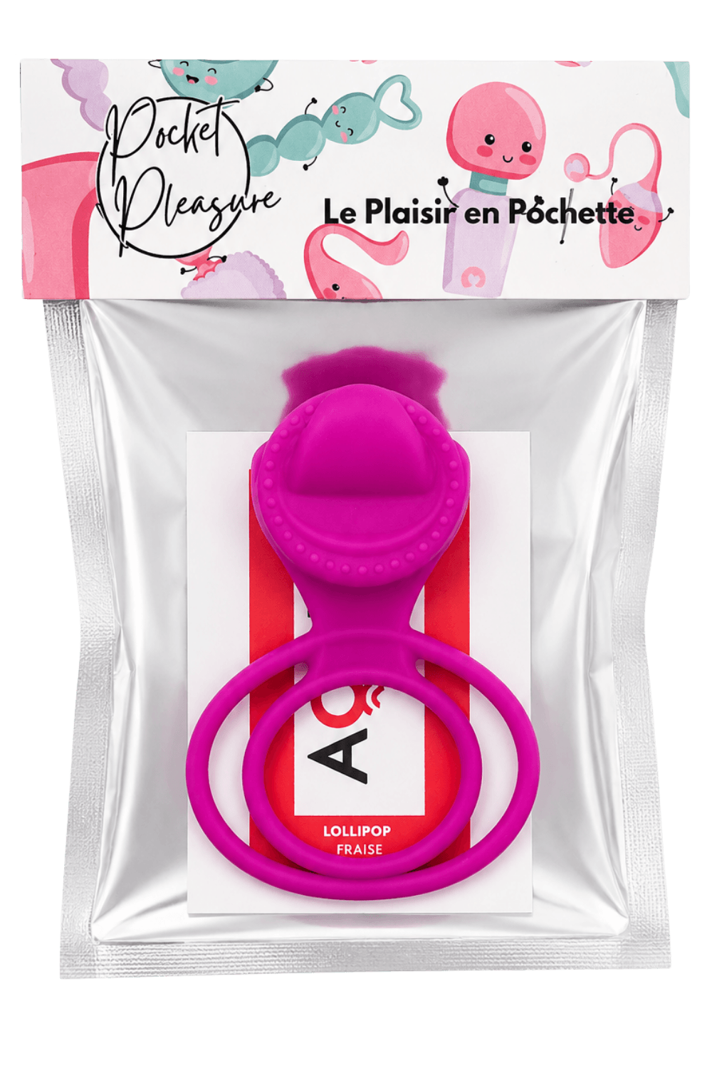 Anneau vibrant 1 seul mode de vibration très extensible rose Pocket Pleasure + 1 dosette de lubrifiant