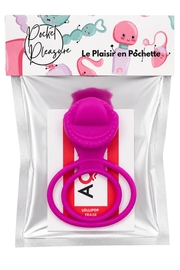 Anneau vibrant 1 seul mode de vibration très extensible rose Pocket Pleasure + 1 dosette de lubrifiant