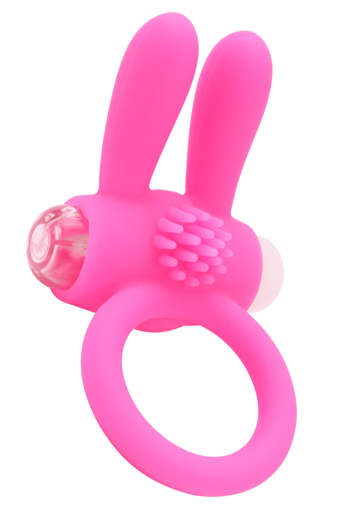 Anneau Vibrant Rabbit Rose Silicone + 1 dosette de lubrifiant