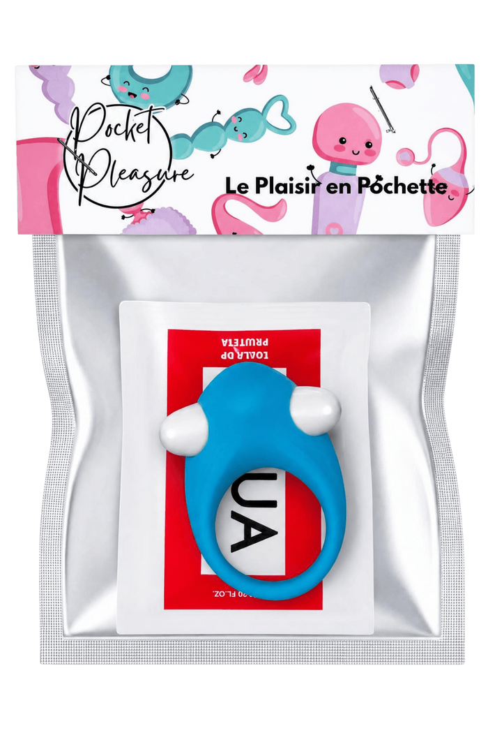 Cockring Vibrant Dauphin Bleu + 1 dosette de lubrifiant — Pocket Pleasure