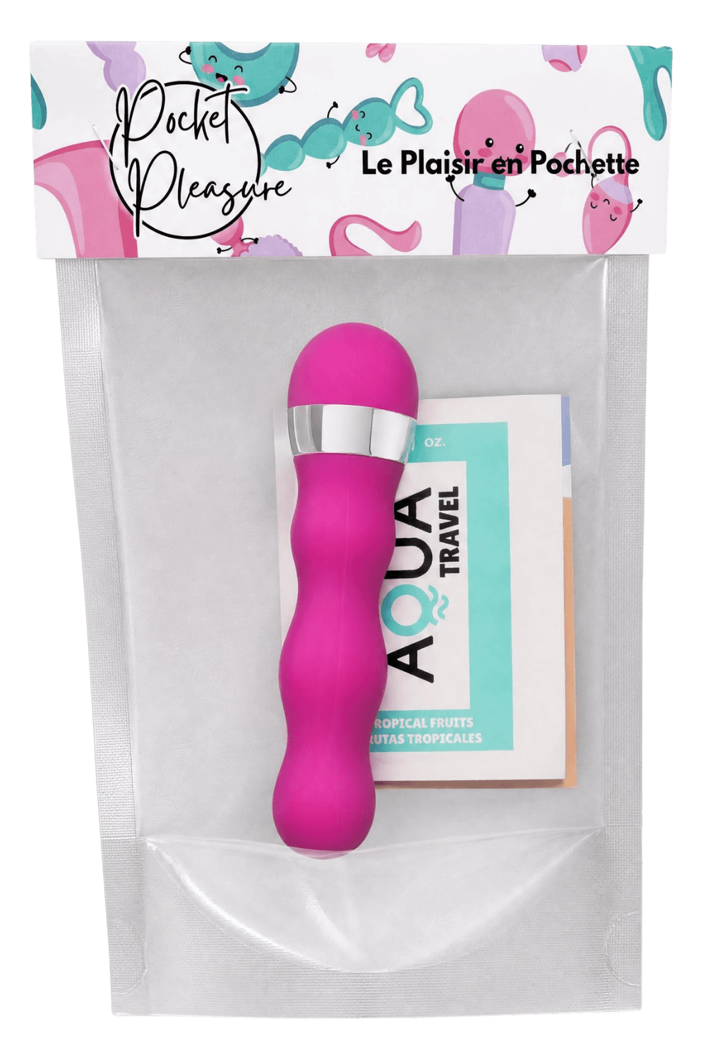 Mini Vibromasseur rose ondulés Pocket Pleasure + 1 dosette de lubrifiant